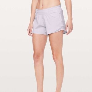 Faint lavender Lululemon Hotty Hot low-rise, 4 inch shorts